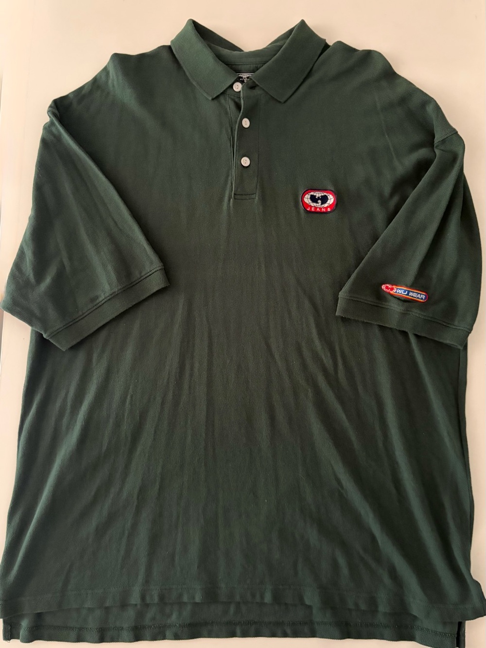 Wu-Wear Men's Dark Green Polo Shirt with Embroidered Patch